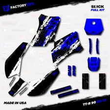 White & Blue Slick Racing Graphics Kit fits 00-08 YAMAHA TTR90 TTR 90 decal