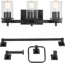 Electric 51634 Dakota 5-Piece All-In-One Bathroom Set 3 Vanity Light with Seeded