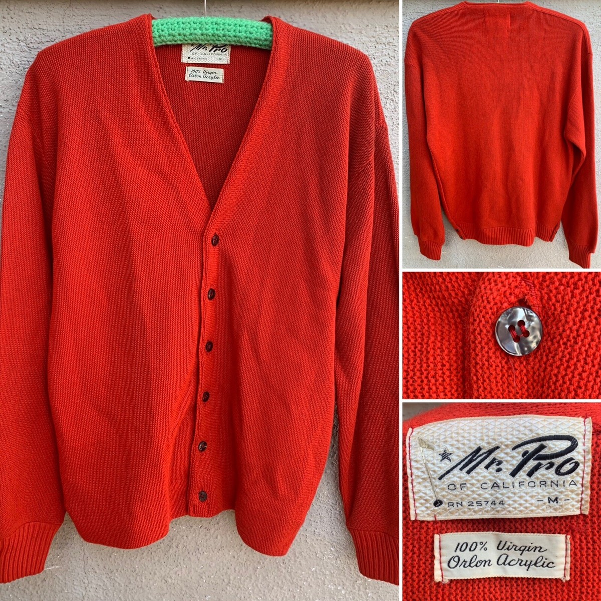 80s vintage 100%virgin orlon acrylic purple knit cardigan 80年代