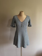 REFORMATION €250 Summer Mini Check Dress Black White XS 2P US 6UK Gingham Button