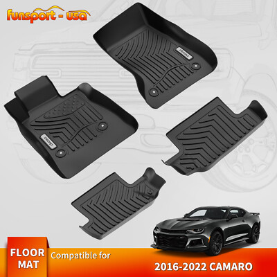 Car Liner Floor Mats for 2016-2023 Chevrolet Camaro 1st & 2nd Row All Weather