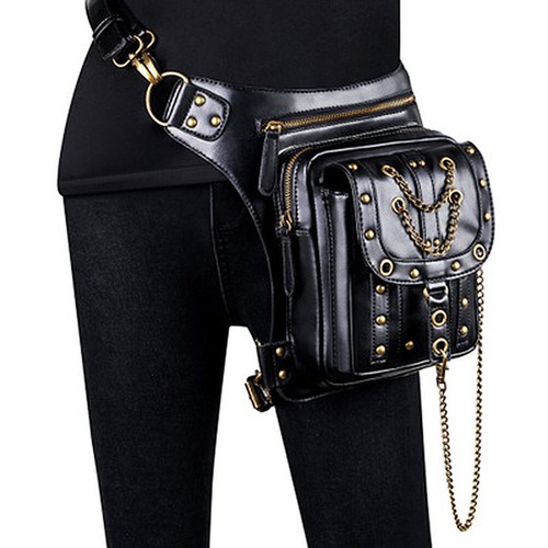 Vintage Steampunk Gürteltasche Motorrad Bein Gothic Leder Messenger Bag - Bild 61 von 68