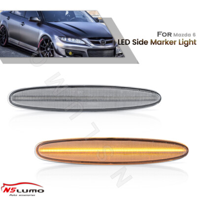 Clear Lens LED Front Bumper Side Marker Light Lamp for 03-08 Mazda 6 Speed GG GY