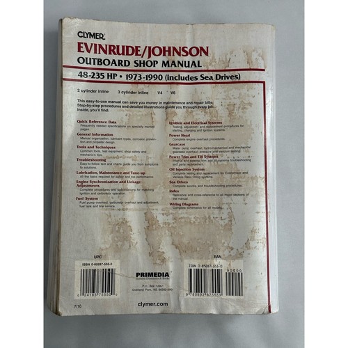 Evinrude/Johnson Outboard shop manual 48-235 HP (1973-1990) includes Sea Drives - Picture 7 of 10
