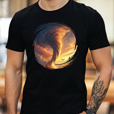 T-Shirt Herren Tornado Motiv Baumwolle Größe S bis 5XL