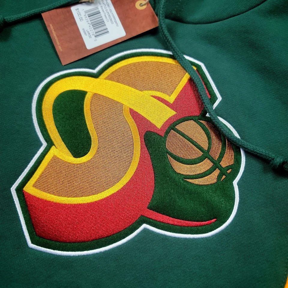 100% Authentic Seattle Supersonics Mitchell & Ness Hoodie Mens - kemp payton - Image 2 of 4