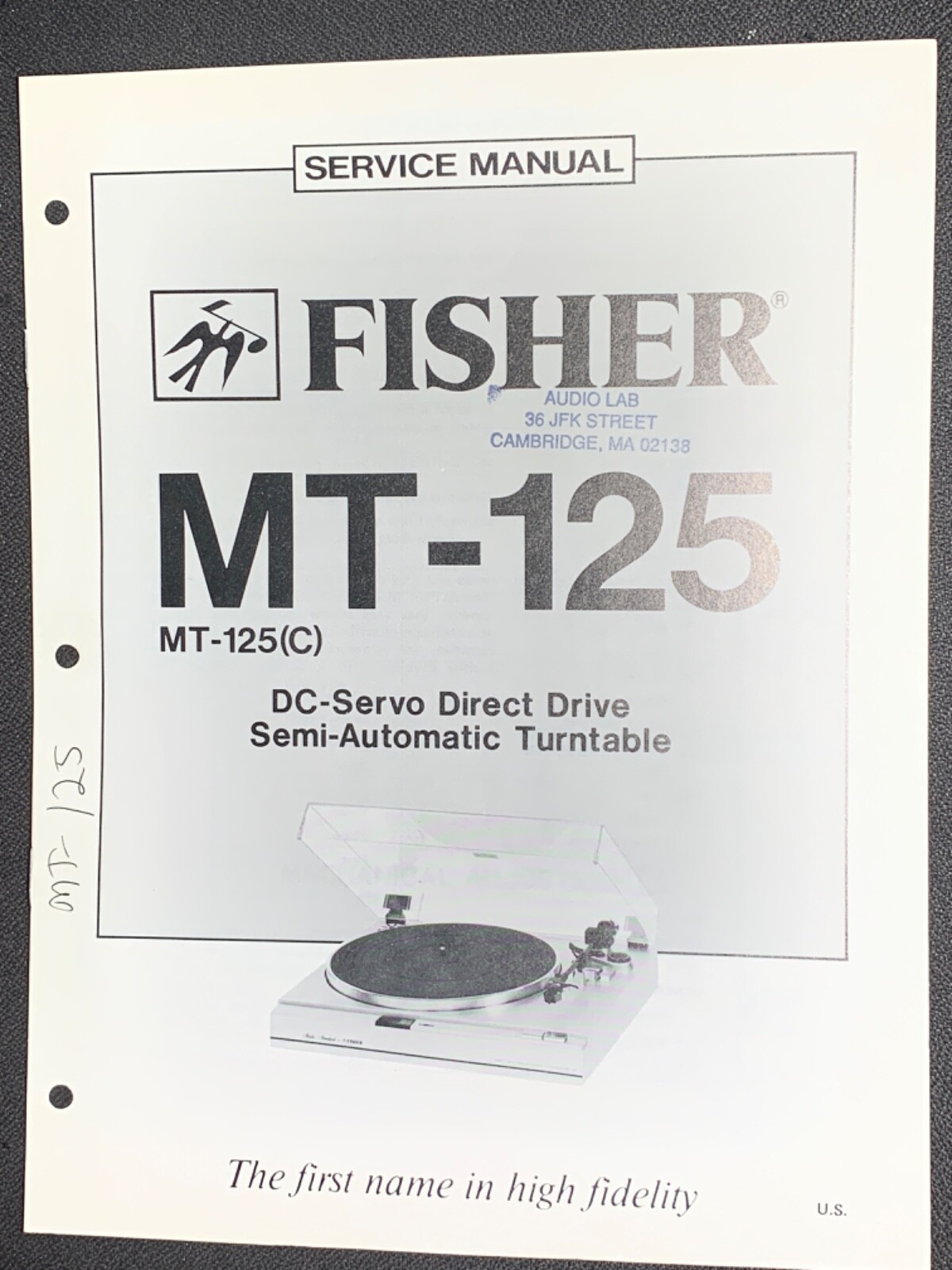Fisher MT-125 & MT-125C Semi-Auto Turntable Service Manual Original