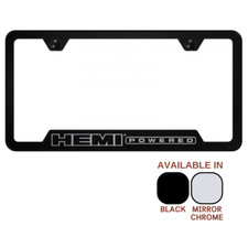 Mopar Hemi Powered Laser Etched Notched License Plate Frame Official Licensed