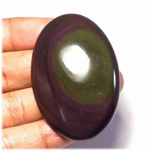 Natural Rainbow Obsidian Cabochon 93cts obsidian Oval Gemstone 50x34x8mm OS-16 - Picture 5 of 11