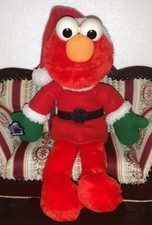 Applause Sesame Street 15" Elmo w/ Santa Hat Holiday Stuffed Plush Christmas H