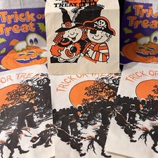 Lot/6 Vintage Halloween Trick or Treat Paper Candy Bags Decoupage Craft USA MADE