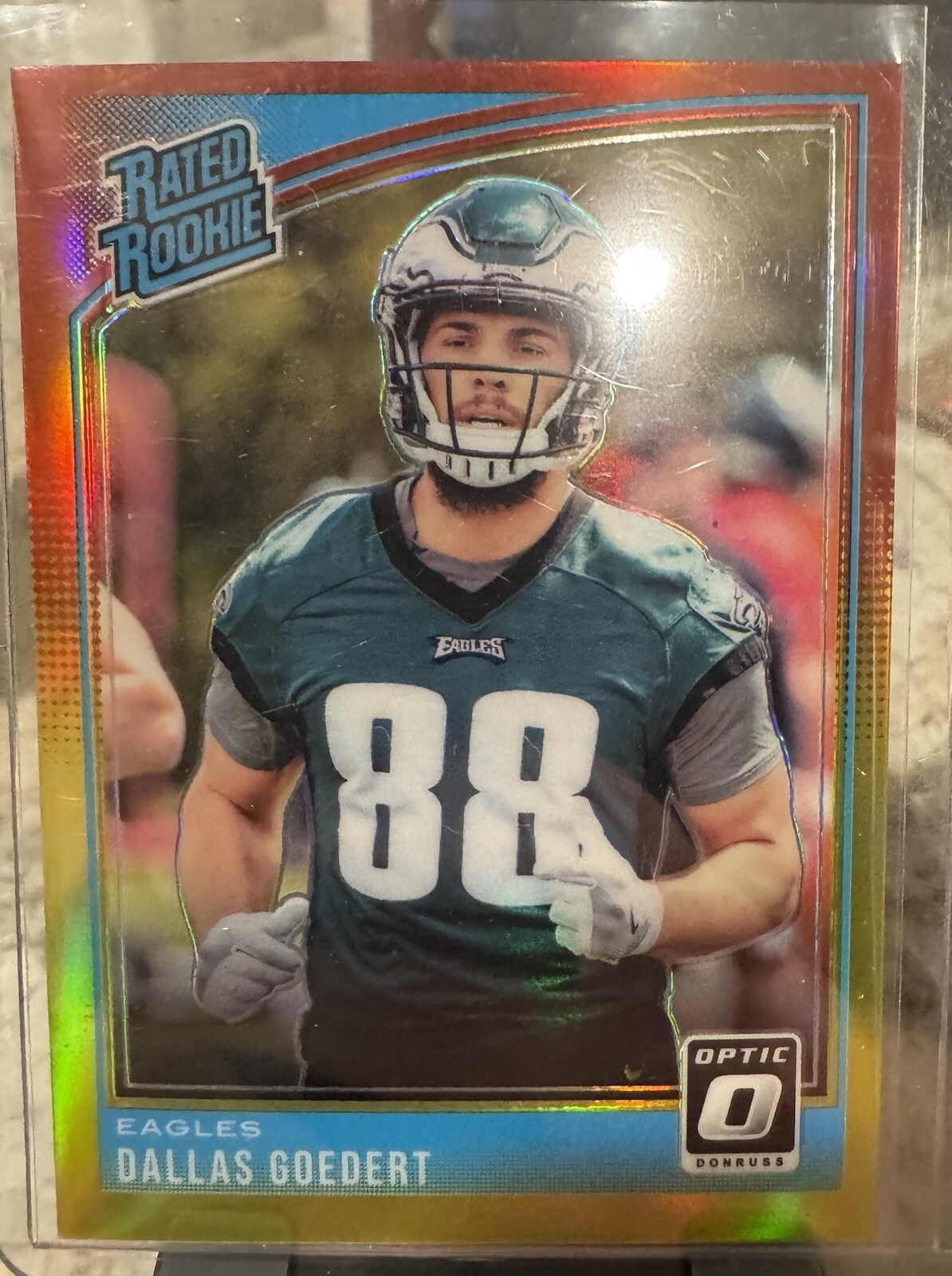 2018 Donruss Optic - Rated Rookie Red and Yellow #197 Dallas Goedert (RC)