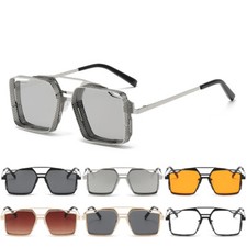 Steampunk Square Sunglasses Retro 80s Vintage Style Glasses Metal Gothic Shades