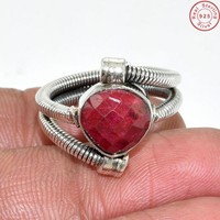 Solid 925 Sterling Silver Ruby Jewelry Ring Us 7.5 Ai147 Solid 925 Sterling Silver Ruby Jewelry Ring Us 7.5 Ai147