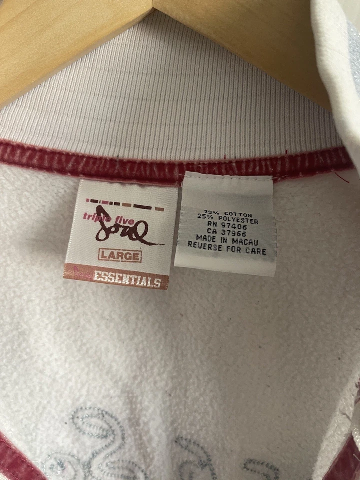 Chaqueta Triple Five 5 Soul Cremallera Completa Mujer L 555 Bolsillos Blanco Brillo Rayas Logo Foto 3 de 4