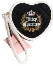 JUICY Liquorice Royal Couture Heart Zip Purse Wristlet NWT