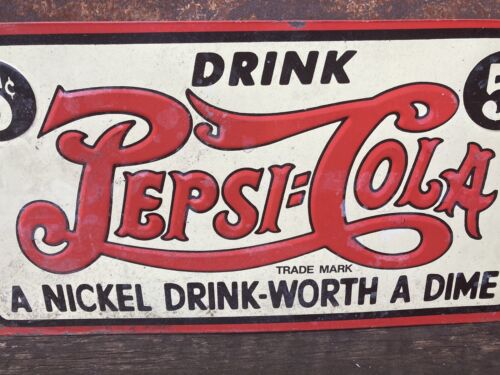 Vintage Pepsi Cola Metal Sign Pepsi Sign Soda Pop Beverage 8 1/2 x 16 Inch - Picture 3 of 6