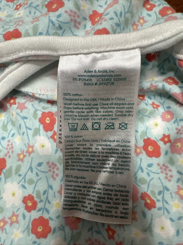 Saco de dormir ligero con cremallera floral Aden + Anais Swaddle 0-3 meses Foto 2 de 4