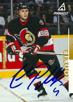 Chris Phillips autographed Hockey Card (Ottawa Senators) 1997 Pinnacle #5