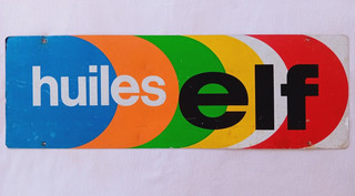 Ancienne tôle publicitaire Huiles ELF lubrifiant motor oil garage automobile