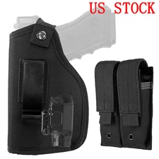 Tactical IWB OWB Gun Holster Fits Laser/Light Handguns with Molle Magazine Pouch