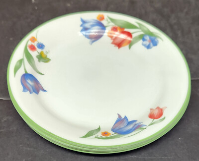 4 Corning CORELLE FRESH CUT Tulips 7 1/4   SALAD DESSERT BREAD PLATES EX!