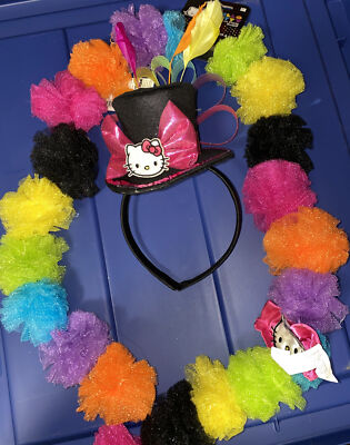 Hello Kitty Headband hat & Hello Kitty Scarf Pompom Scarf Halloween Accessories