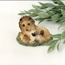 Vintage 1980s Stone Critters Lion and the Lamb Collectible Mini Figurine SCB 073