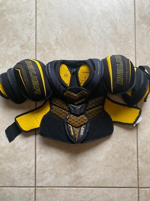 Bauer Supreme MX3 / Total One FlexOrb Shoulder Pads Junior Large   Black/Yellow