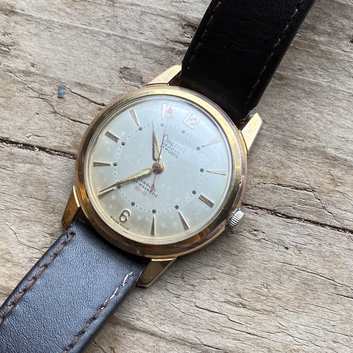 Vintage Mens Working Dreffa Geneve 21j Swiss Mechanical Watch 20kt