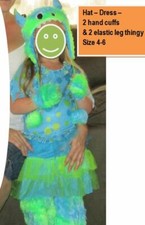 Halloween Costume Girl size 4-6 --Hat   Dress - Cuffs -'leggins'
