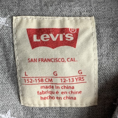 Levis Kids Girls Large 12 13 Shirt Dress Gray White Star Printed Button Down - Picture 9 of 10