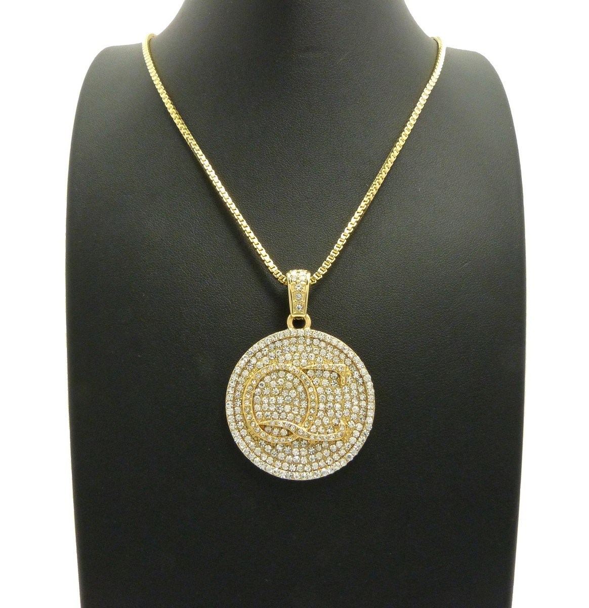 Stone Filled QC Round Pendant 24