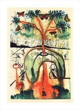 SALVADOR DALI Alice in Wonderland Illustration Rolled Canvas Print Mad Tea Party
