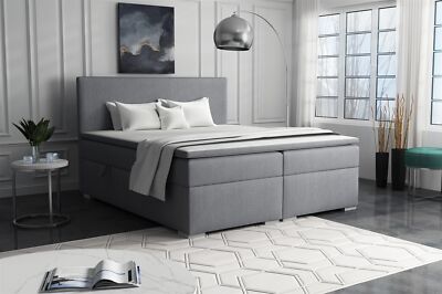 Boxspringbett Schlafzimmerbett SOREL 140x200cm Stoff Soro Grau