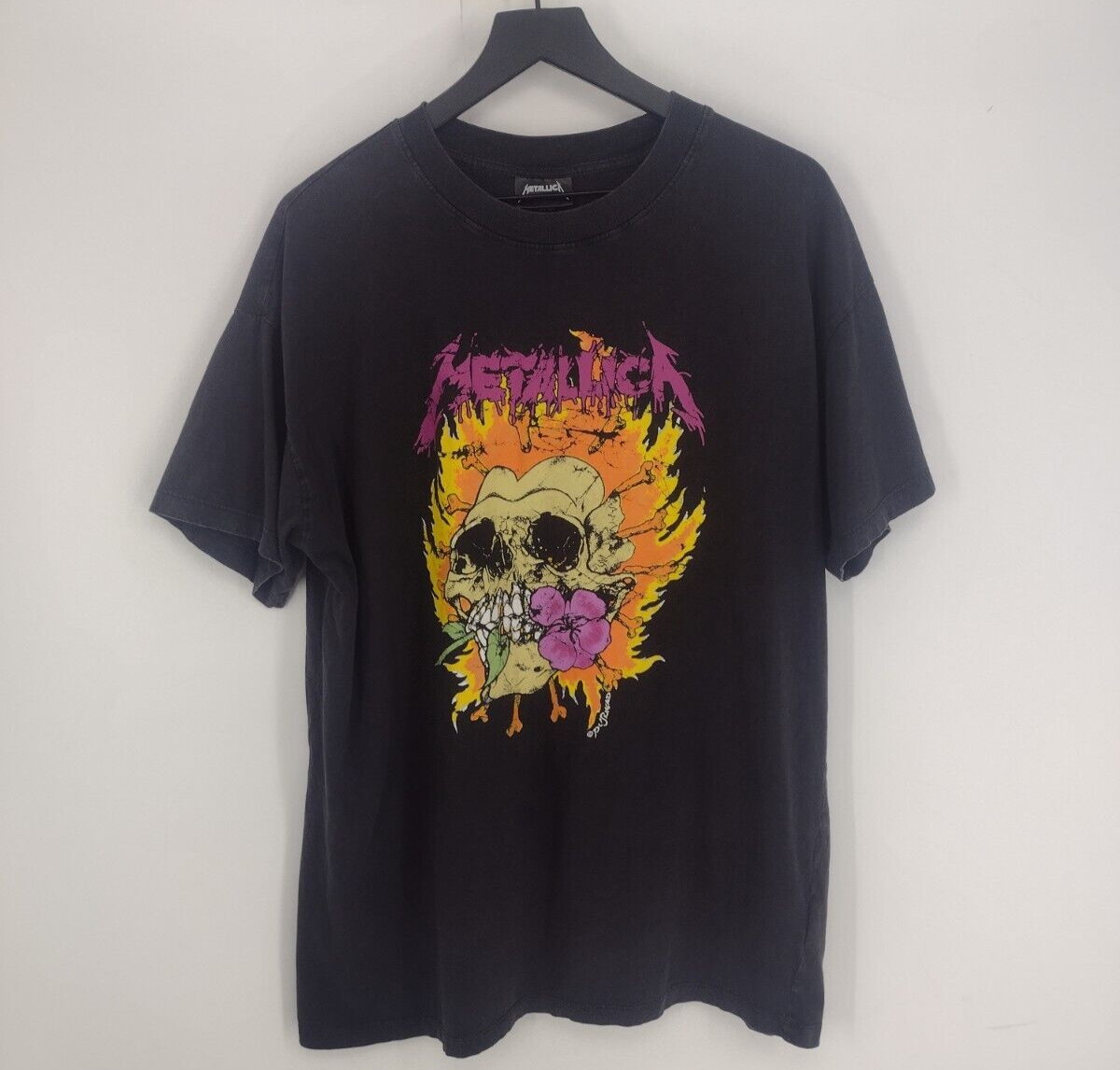 ボロ◎LLICA FLAME SKULL PUSHEAD XL Tシャツ 90's