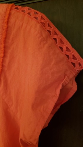 Madewell Pullover Bluse S blassrot kurzärmelige Öse Saum offen Arbeit am Ärmel - Bild 3 von 7