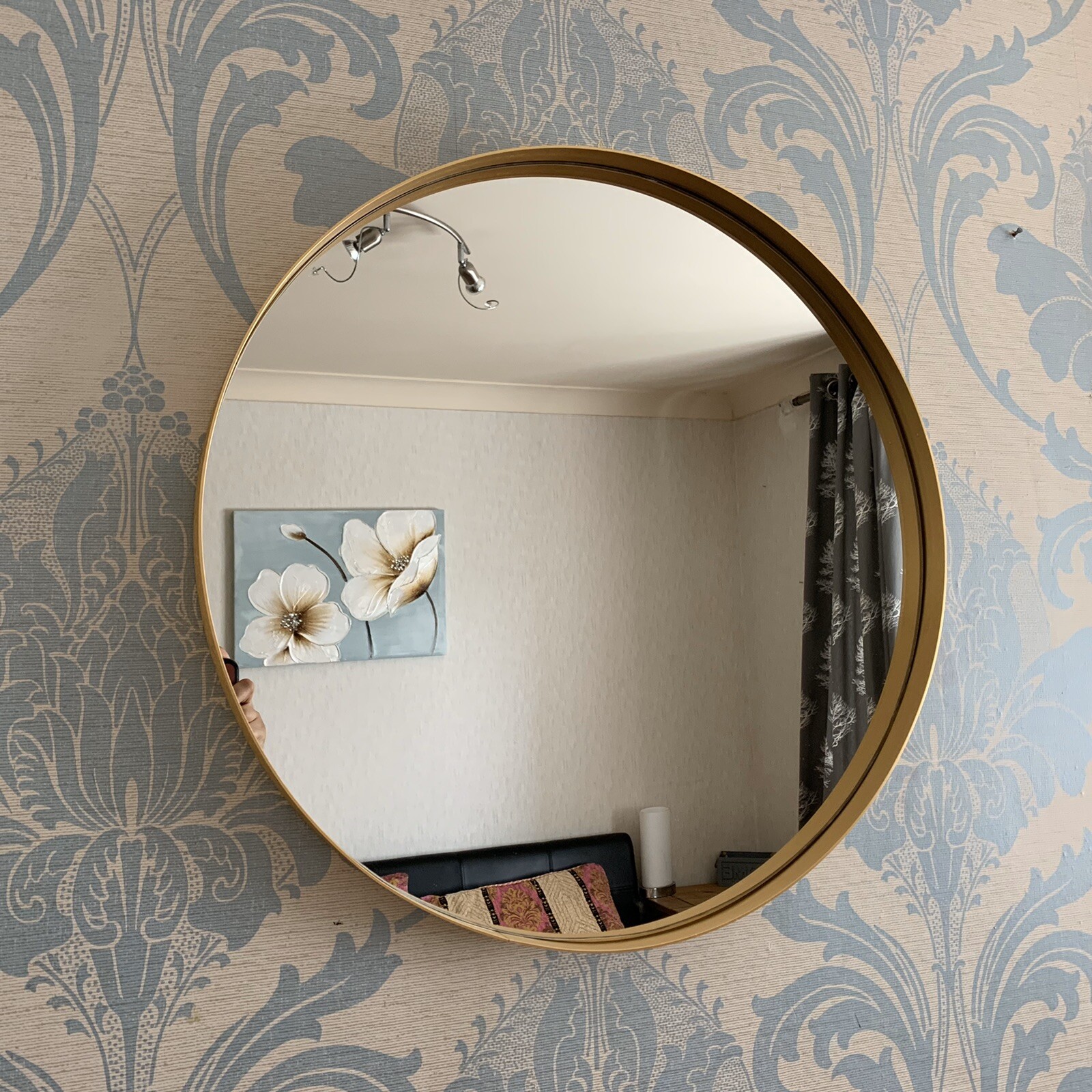 50cm Large round gold wall mirror Brushed Gold Metal Frame Round Wall