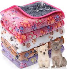 4 Pcs Waterproof Dog Blankets Washable Puppy Paw Print Fleece Blanket Pet Cat