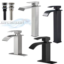 Bathroom Sink Faucet 1 Hole Single Handle Waterfall Lavatory Vanity Mixer Taps