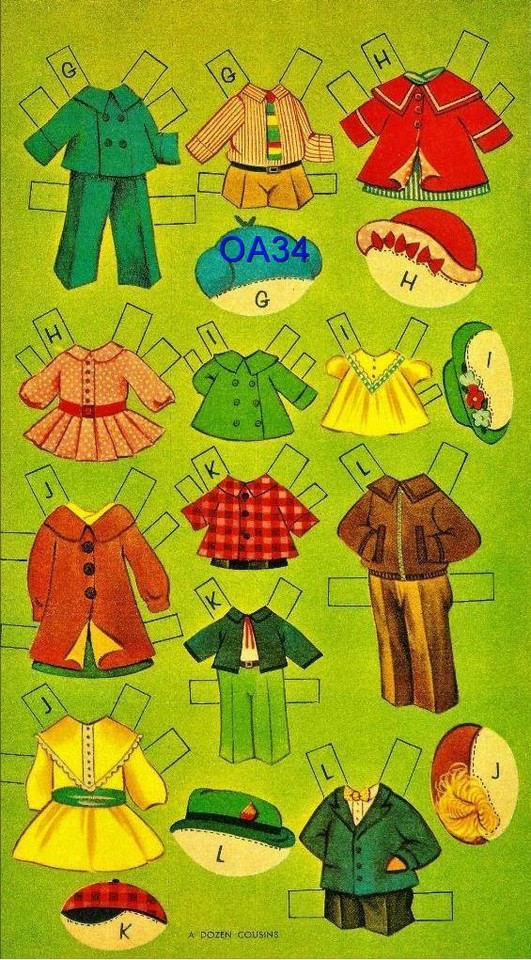VINTAGE UNCUT 1960 A DOZEN COUSINS PAPER DOLLS~#1 REPRODUCTION~ADORABLE ...