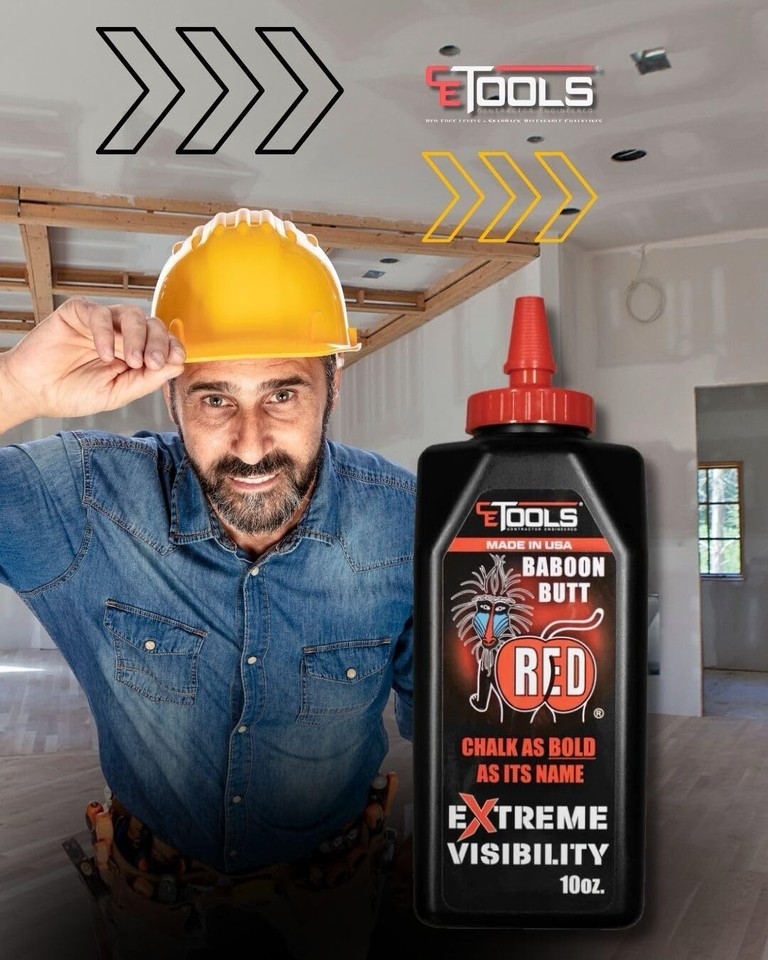 Baboon Butt Red Chalk® EXTREME VISIBILITY Marking Chalk MADE IN USA