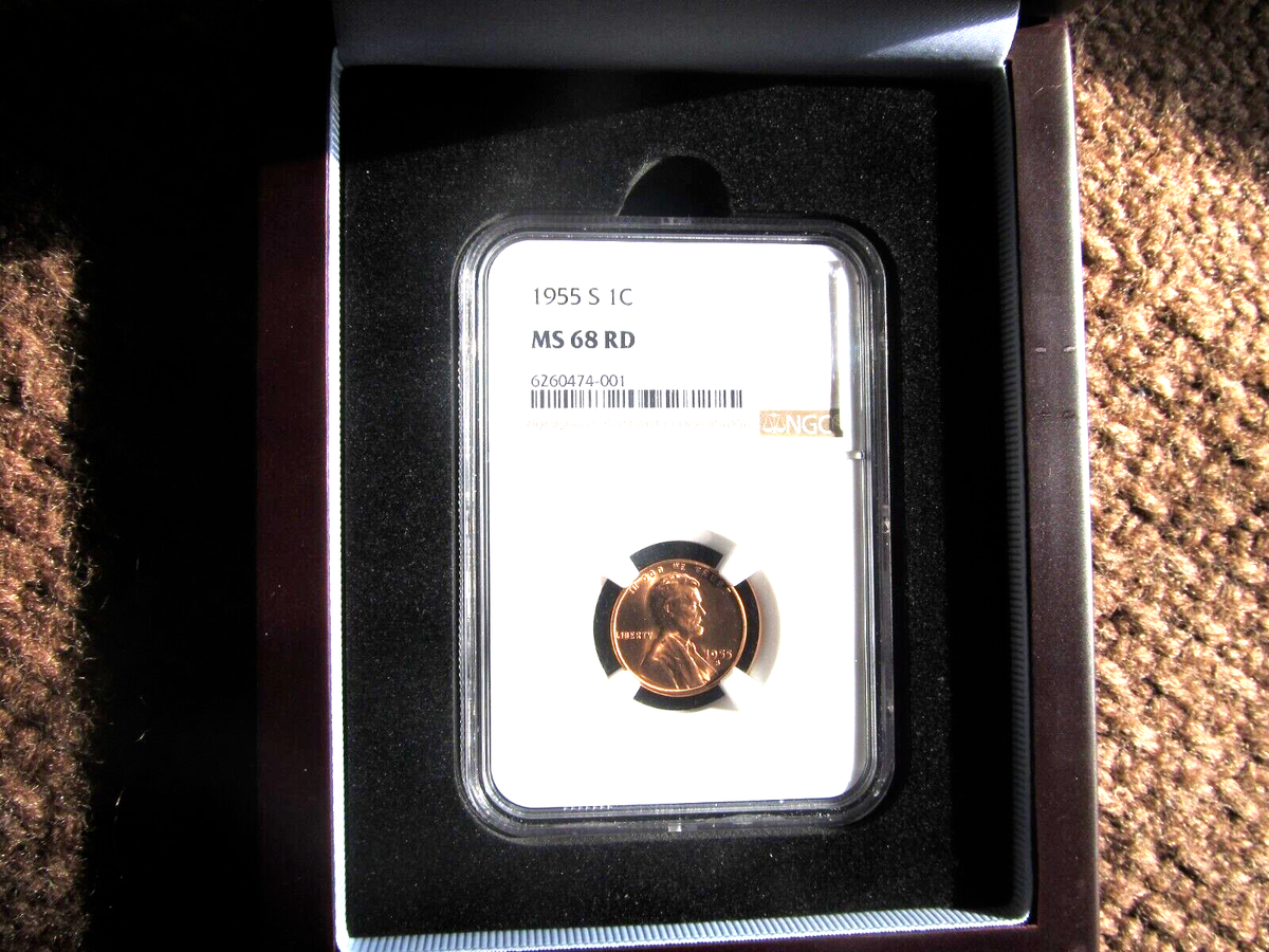 1955 S LINCOLN WHEAT CENT NGC MS68 RD FINEST KNOWN ! ONLY TWO! TOP