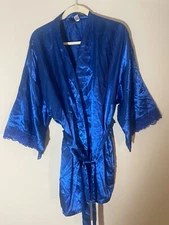 Fredericks Of Hollywood Womens XL  Pajama Robe Blue Short Sleepwear