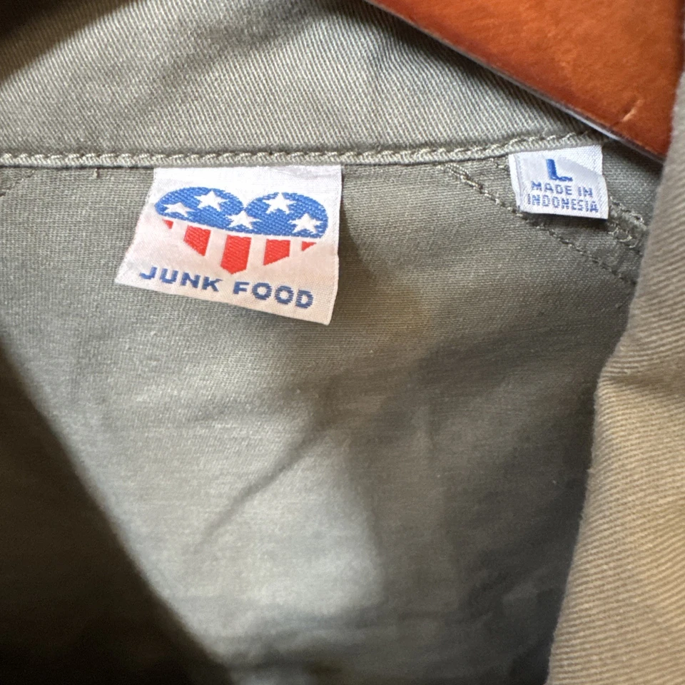 Chaqueta Hippie Comida Chatarra Militar Verde EE. UU. Signo de Paz Amor Talla L Grande Foto 2 de 4