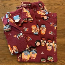 Nick and Nora Hippie Russian Nesting Dolls Cotton Flannel Pajama Set Women’s M