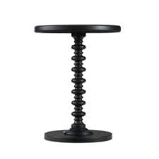 Furniture Round Spindle Table, Black 17 x 22.25 x 17