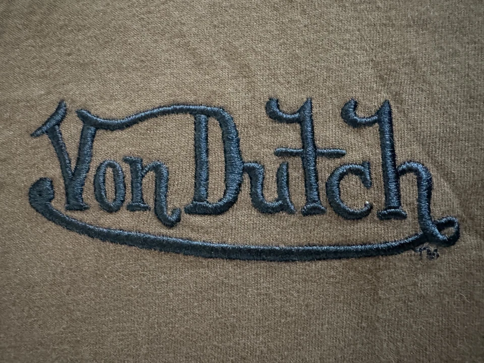 NUEVO CON ETIQUETAS VON DUTCH Camiseta Bordada Marrón Manga Corta - Hombre Talla Grande Foto 3 de 4