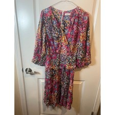 Calvin Klein Womens Faux Wrap Dress Kaleidoscope Medallion Multicolor Size 6