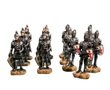 Lot Of 13 Medieval Knight Figures With Full Plate Armor Hand Painted Polyresin